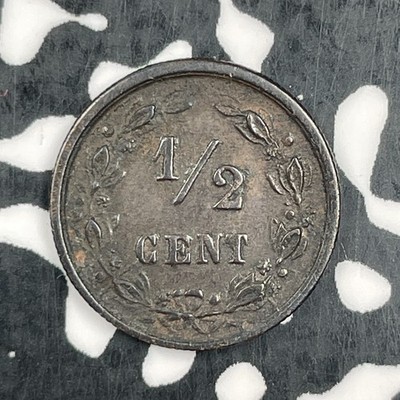 1898 Netherlands 1/2 Cent Half Cent Lot#F6945 Better Date