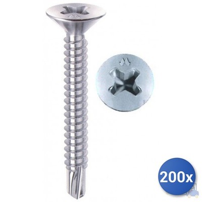 200x Selbstbohrende Schraube Drillex  Mustad Weiß Verzinkt Tsp Ph E-100 4,8x70