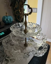 Vintage Walther Glass Mikasa Carmen Satiniert 2-Tier Stand Made in Germany