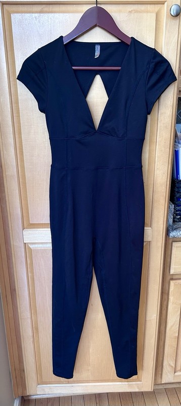 Free People Movement Athletic Jumpsuit V Neck Women's Size Small Black