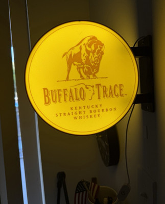 Buffalo Trace Lighted Round Wall Sign Bourbon Whiskey Distillery