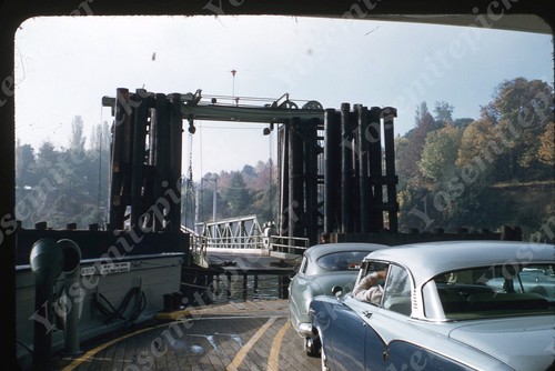 sl11 Original slide 1950’s Red Kodachrome ferry boat cars 415a