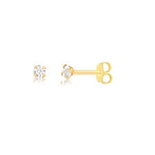 Cubic Zircon/Zirconia 1.75 mm 14k Solid Yellow Gold Butterfly Backs Studs
