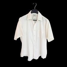 Vintage 70's Arrow Kent Mens Short Sleeve Button Down Shirt Cream Large XL