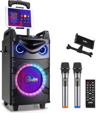 Karaoke Machine 10" Woofer Portable PA System Bluetooth Speaker w/ 2 Microphones