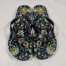 Tory Burch Floral Print Flip Flops Sandals Na...