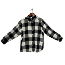 Old Navy Shirt Women XXL Black White Plaid Buffalo Classic Flannel Preppy Casual