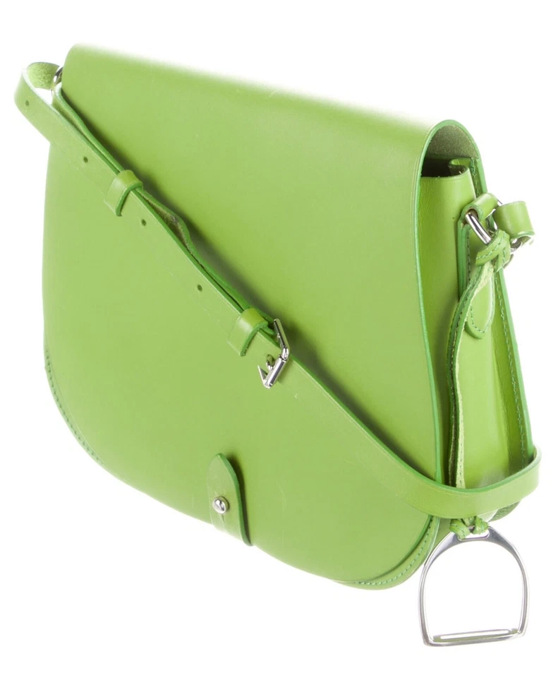Ralph Lauren Bandolera de Hombro Neón Riviera Verde Sillín Bolso de Mano Cuero Foto 4 de 4