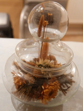 Ausgefallenes Vintage Glas Trockenblumen/Gras Tisch Ornament Herzst&uuml;ck