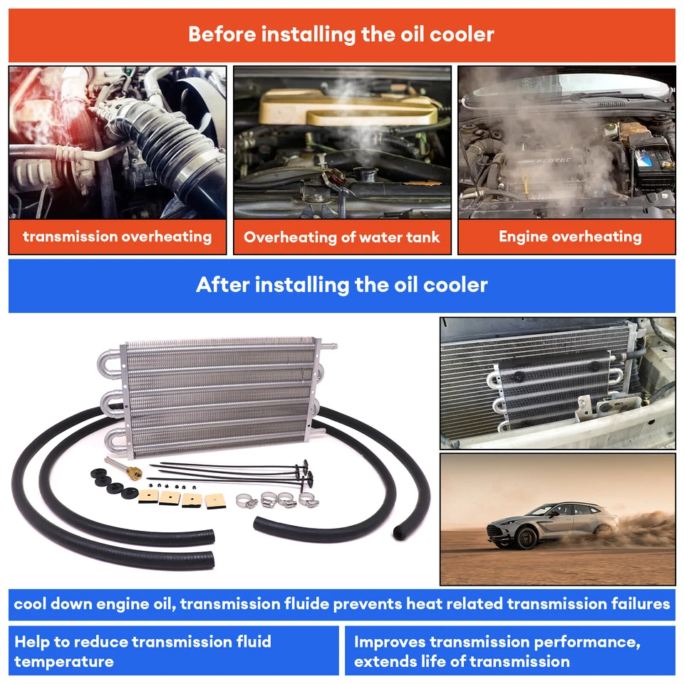 Kit de montaje de enfriador de aceite de transmisión externa universal máximo de 6 filas Foto 3 de 4