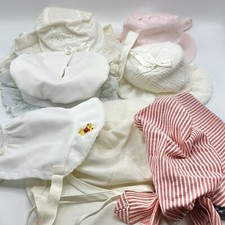 Lot Of 7 Charming Vintage Baby Bonnets Various Sizes Newborn To 2yrs /cb