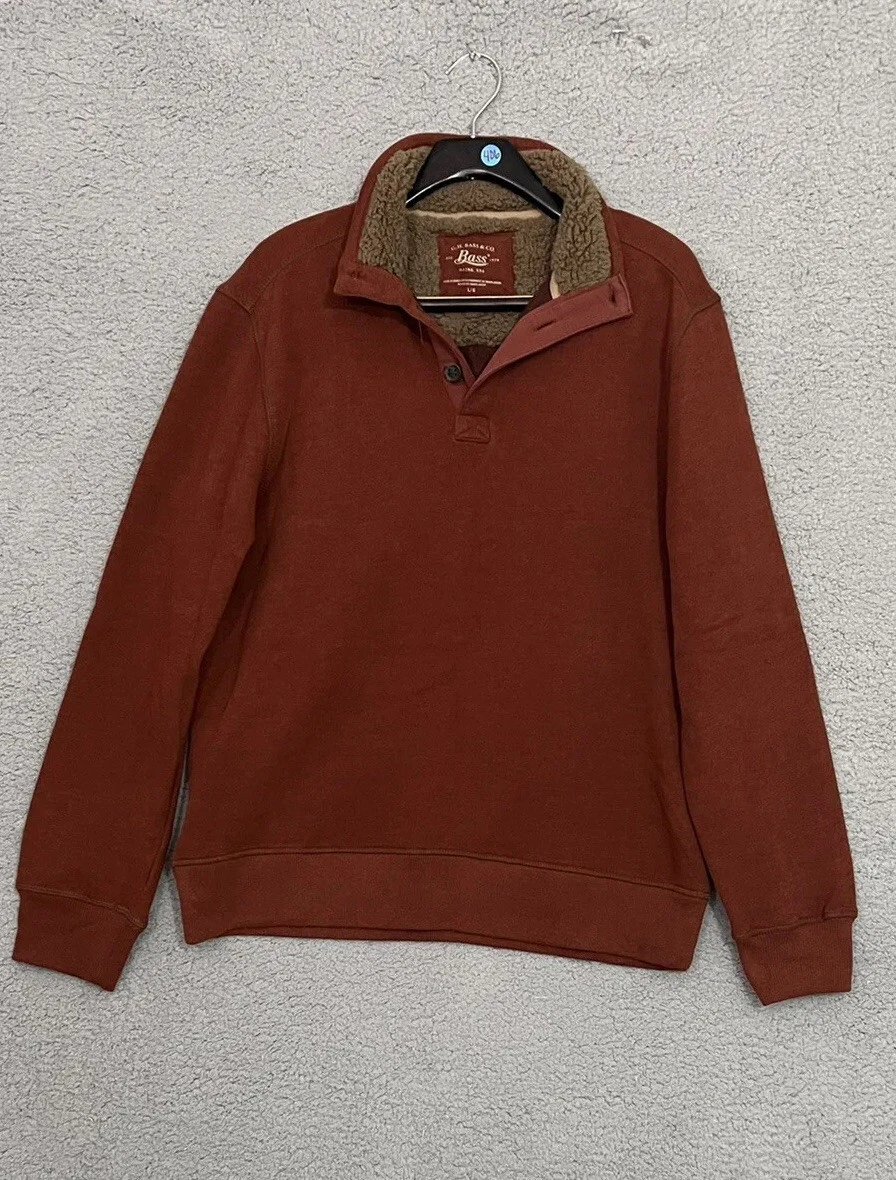 GH Bass Dad Sweater Henley Pullover Old Money Mens Lg Rust Orange