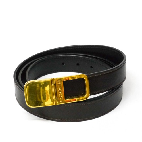 VINTAGE anni'80 GUCCI Cintura UOMO DOUBLEFACE con Fibbia in Oro  Nero/Marrone 100cm | eBay
