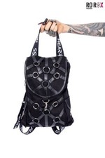 Heartless Morality Backpack Gothic Occult Black Faux Leather Straps O-Ring