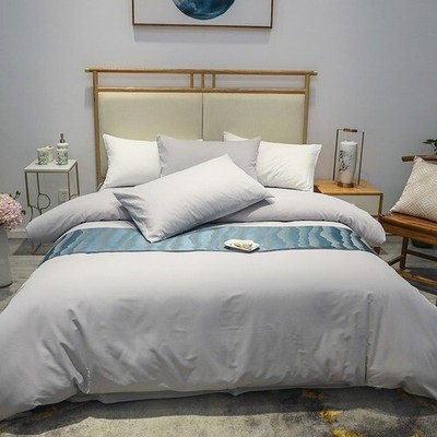 Cotton Warm Skin Duvet Cover Winter White Grey Bedding Set Bed Sheet Set  4Pcs