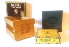 Lot of 3 Vintage Empty Cigar Boxes~Muriel Coronela~La Gloria Cubana~King Edward.