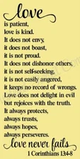 REUSABLE STENCIL 8435 N 12"x24"  LOVE IS PATIENT- MYLAR SIGN STENCIL