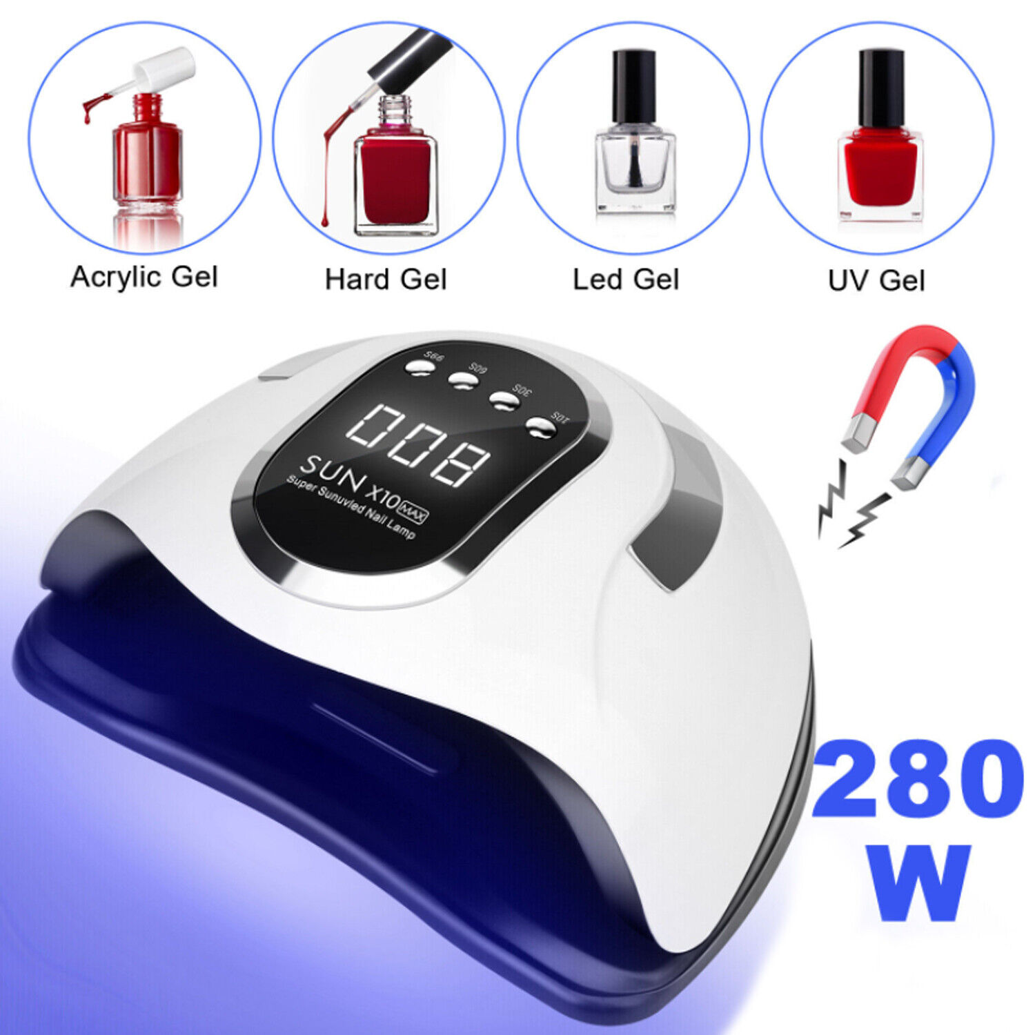 zebra zuurgraad verpleegster 280W LED UV Nail Gel Polish Dryer Lamp Smart Sensing Manicure USB Machine  Light | eBay