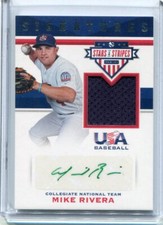 2017 Stars and Stripes Collegiate Signatures Mike Rivera Green Auto Jersey /199