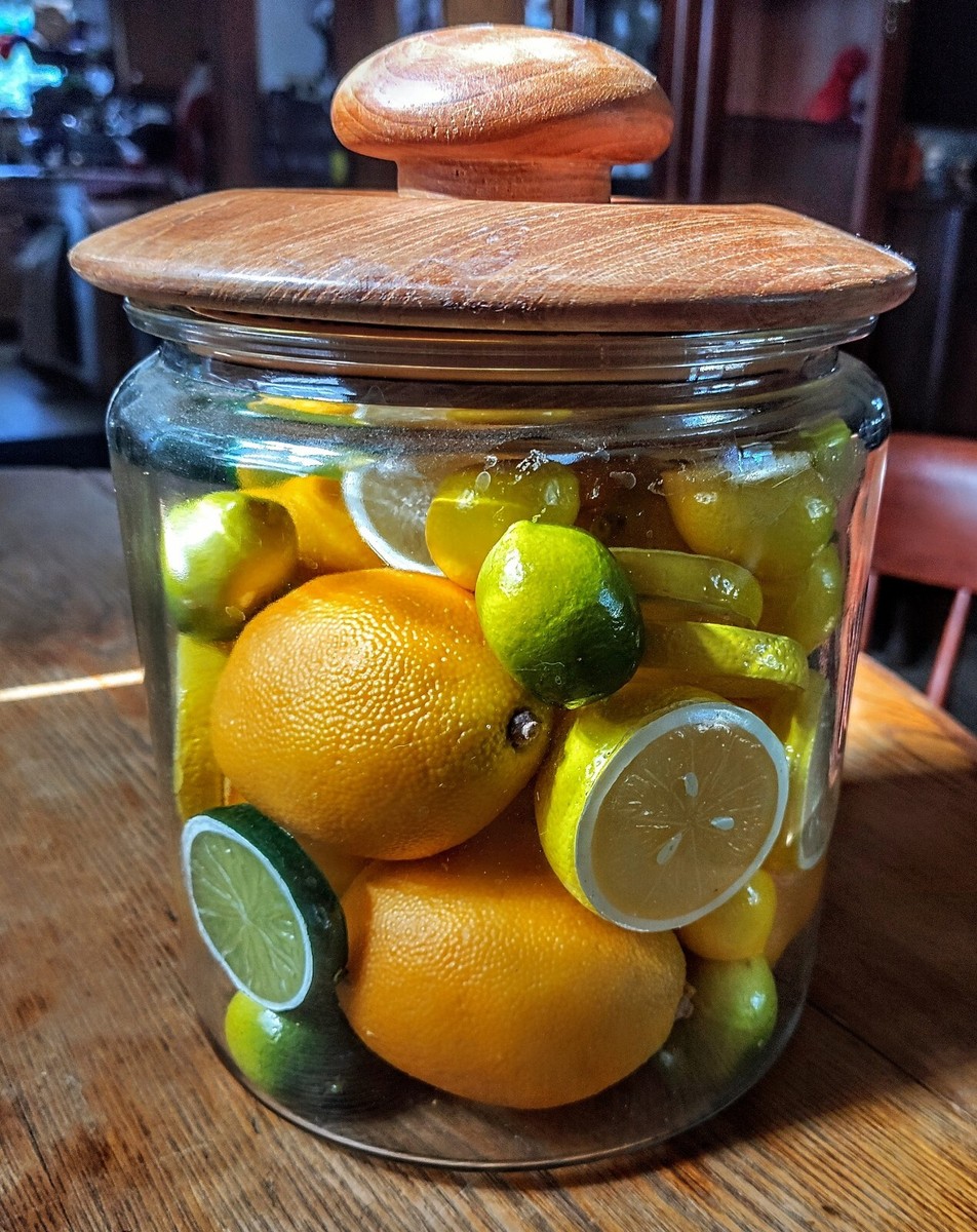 Faux Lemon And Limes, Oranges Too!! Displayed In A Glass Jar W