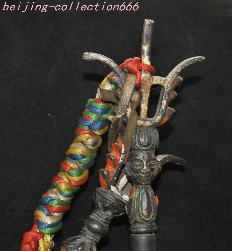 7,6"" Budismo tibetano bronce cera de abejas gema exorcismo Chung Zhong anillo la campana Foto 3 de 4