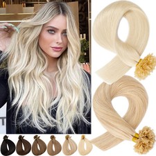 Nail U Tip 100 Remy Human Hair Extension Fusion Pre Bonded Keratin Glue BLONDE