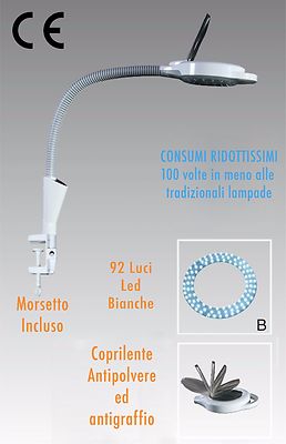 Lente D'Ingrandimento 8 Diottrie Con Luce LED E Stativo - Lampada Da Tavolo Per Estetiste E Lavori Di Precisione | Nero Elegante - Foto 12
