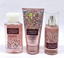 Bath & Body Works A Thousand Wishes Mist, Cream & Shower Gel Travel Size 3pc Set