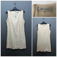 Gerard Darel Beige Cotton Lined Broderie Sleeveless Dress UK 10 EUR 38 US 6