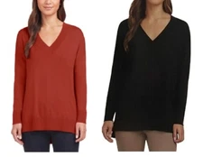 Matty M Ladies' Lightweight V-Neck Sweater With Side Slits, Colors/Sizes, NEW