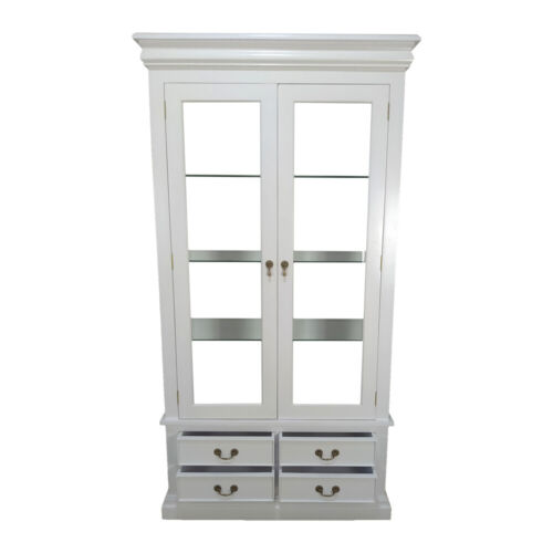 Solid Mahogany Wood Large Book Case With 4 Drawers & 4 Shelves Antique Style - Picture 6 of 9