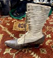 Antique Victorian High Lace Shoe As Found Large Size
