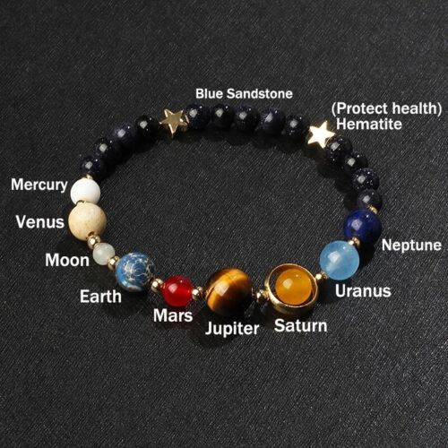 Système solaire univers huit planètes guérison filles femmes pierres précieuses bracelet cadeau - Photo 1 sur 3