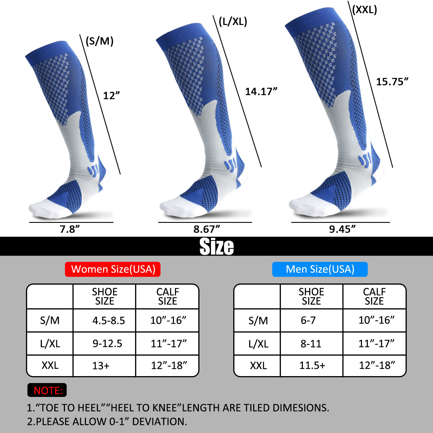 Compression Socks Stockings Men Women 20-30mmHg Support Miracle Calf Leg Sport