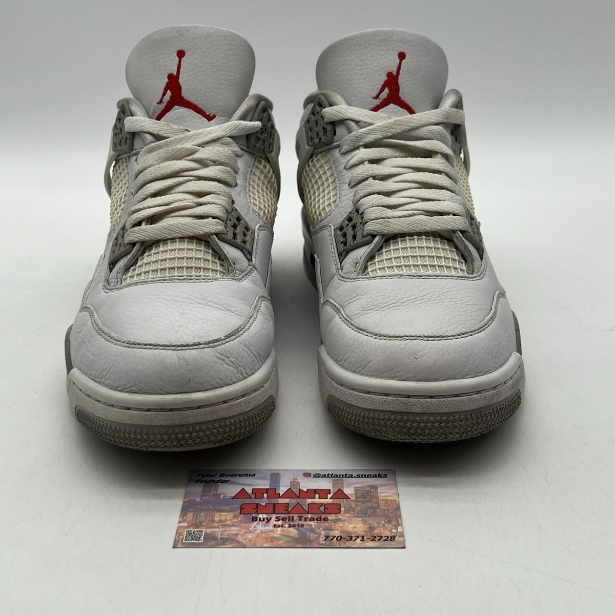 Size 9.5 - Jordan 4 Retro Mid White Oreo Grey Leather Red