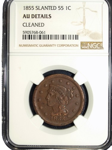 1855 1C Knob on Ear N-9 Braided Hair Cent NGC MS64BN | eBay