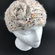 Knit creme headband with flower accent