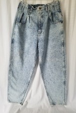Vintage 80s Lee Mom Jeans Acid Washed Pleated High Waist Tapered USA 30 X 27