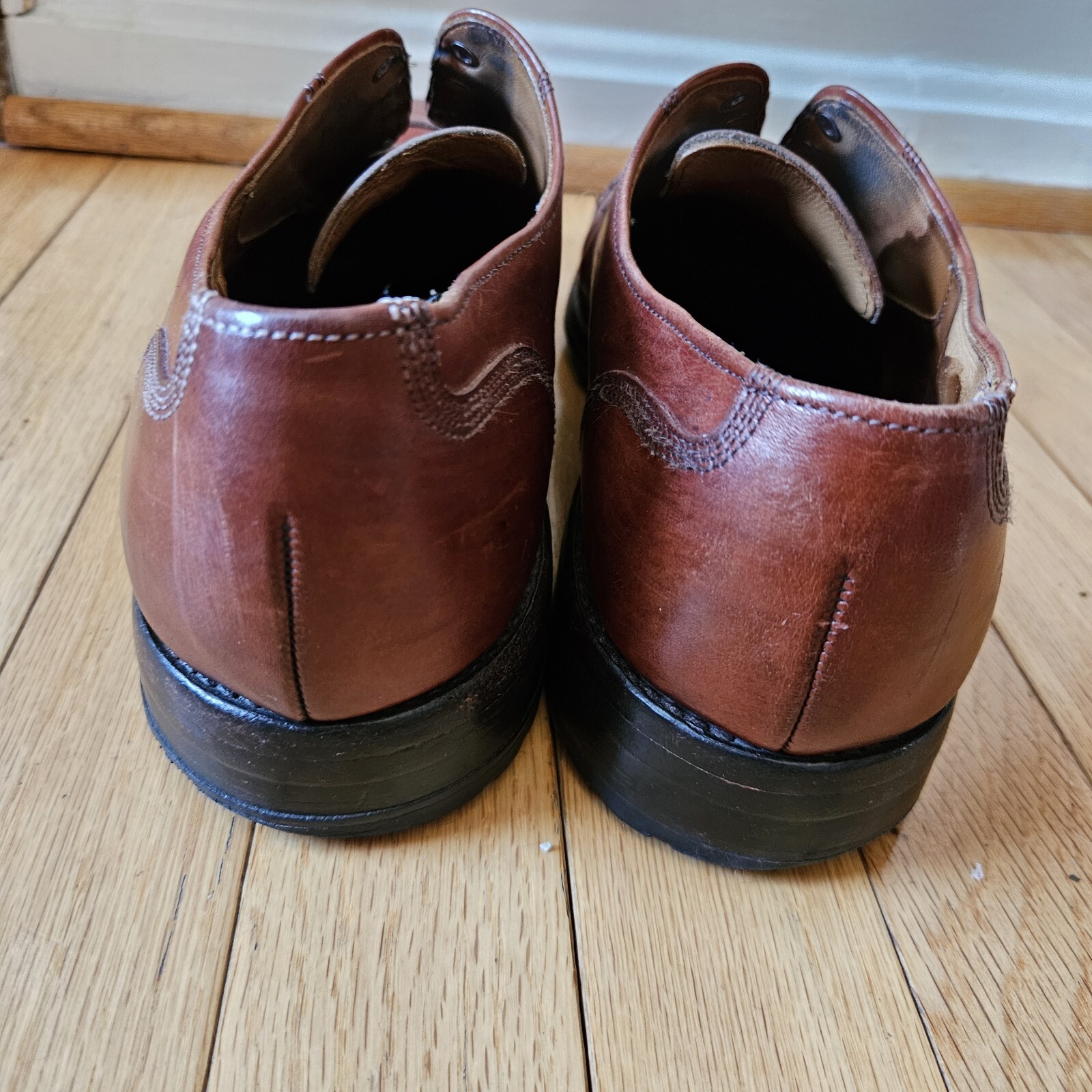 SAOLA Scarpe Allen Edmonds da uomo in pelle con punta a cappuccio Derby 10 5 D marrone suola Vibram business