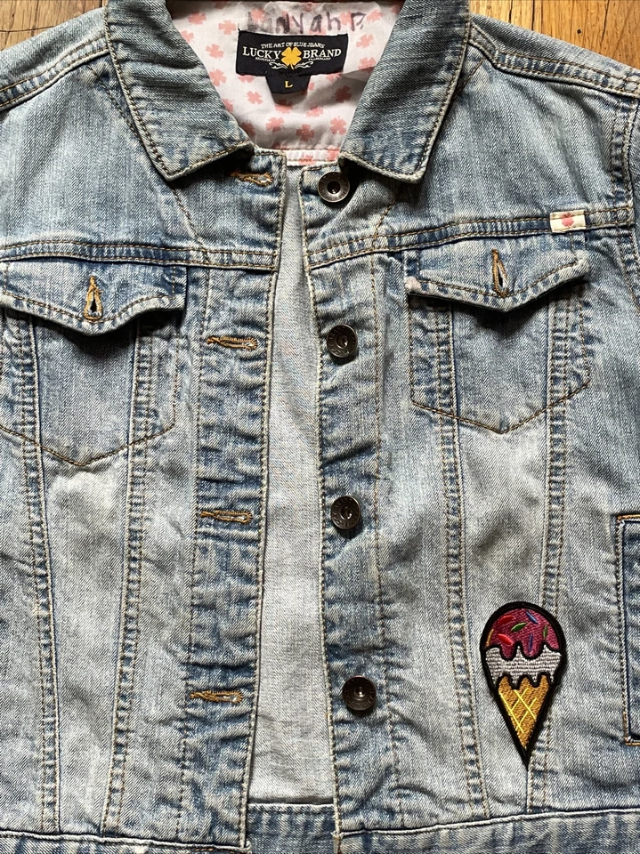 Chaqueta vaquera Lucky Brand para niña talla L ligera envejecida barra de helados Foto 2 de 4