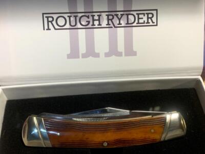 Rough Ryder High Plains Series Brown Sculpted Bone Moose 4 1/4'' Knife RR2048