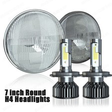 7 Inch Led Glass Headlight Round Original Classic Look Conversion Chrome Pair