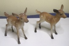 Pair of Vintage Plastic Celluloid Deer Doe Figurines reindeer figures Cute