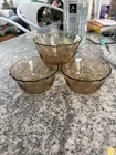 4 VTG PYREX Amber Brown Custard Cup Ramekin Bowls 463 Scalloped Edge 6oz