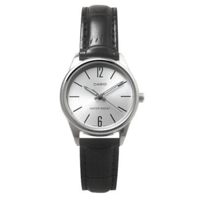 Casio LTP-V005L-7B Women's Analog Quartz Watch | Silver Dial | Black Leather Ban