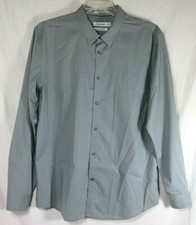 Calvin Klein Body Fit Gray Shirt Cotton Blend Long Sleeve Non Iron XL 17-171/2
