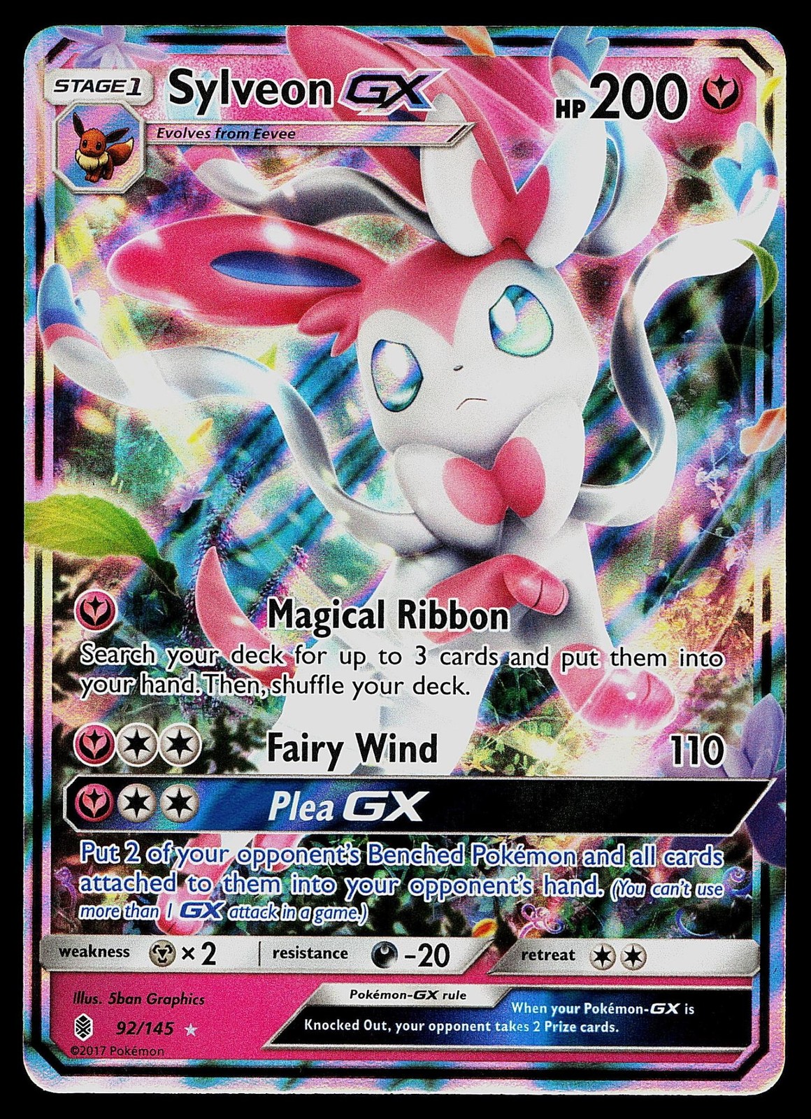 Pokemon Card - Sylveon GX Guardians Rising 92/145 Holo Ultra Rare 2017