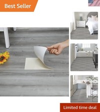 Self-Adhesive Peel and Stick Floor Tiles - 15 Sq.Ft in Elegant Grey Wood Look