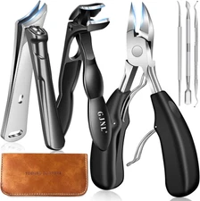 Toenail Clippers for Thick Toenails, Angled Head Toe Nail Clippers with Catcher,