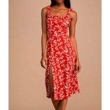 Lulus Garden Ruffle Red Dress | Small | Ruffled Sleeves